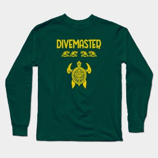 Polynesian Turtle Tattoo Design -Divemaster Scuba Diving Long Sleeve T-Shirt